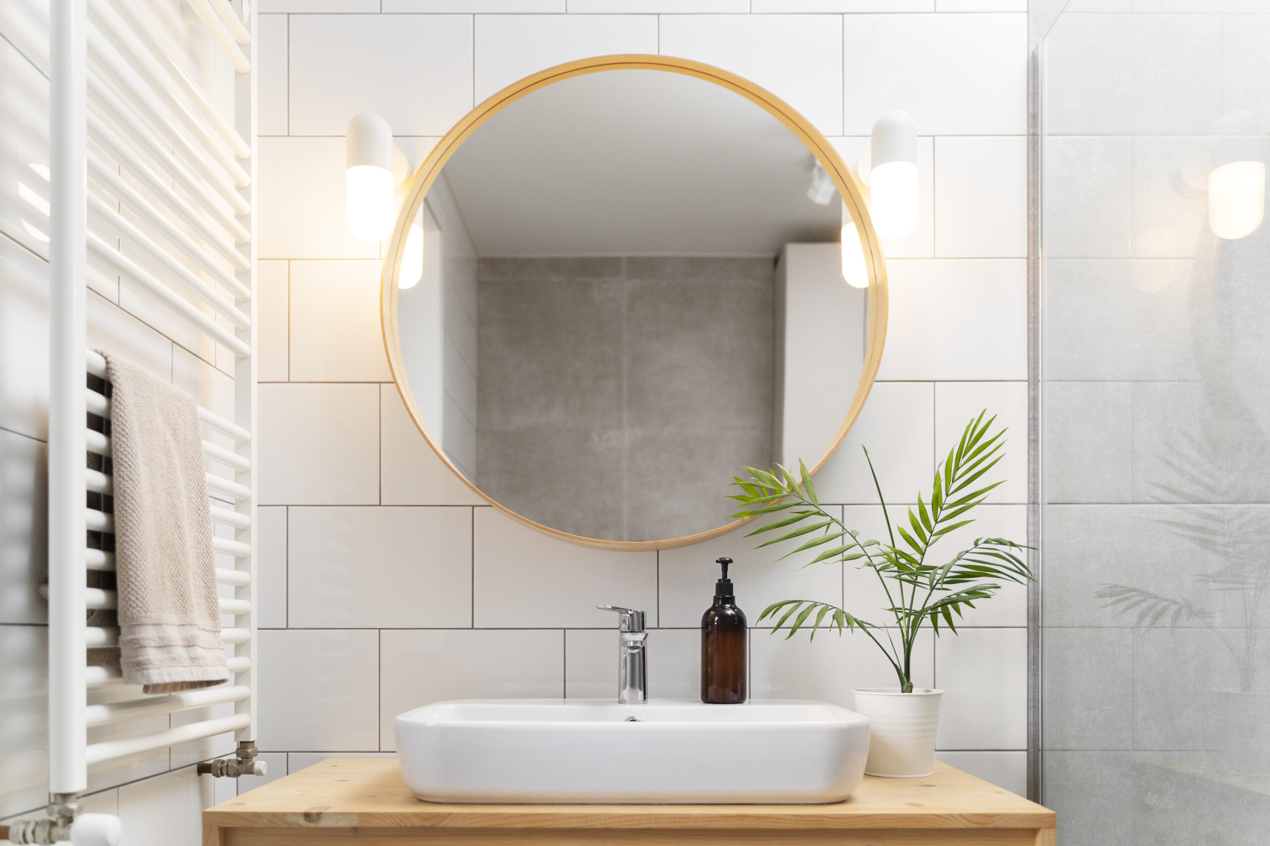 anti dandruff products by bathroom sink